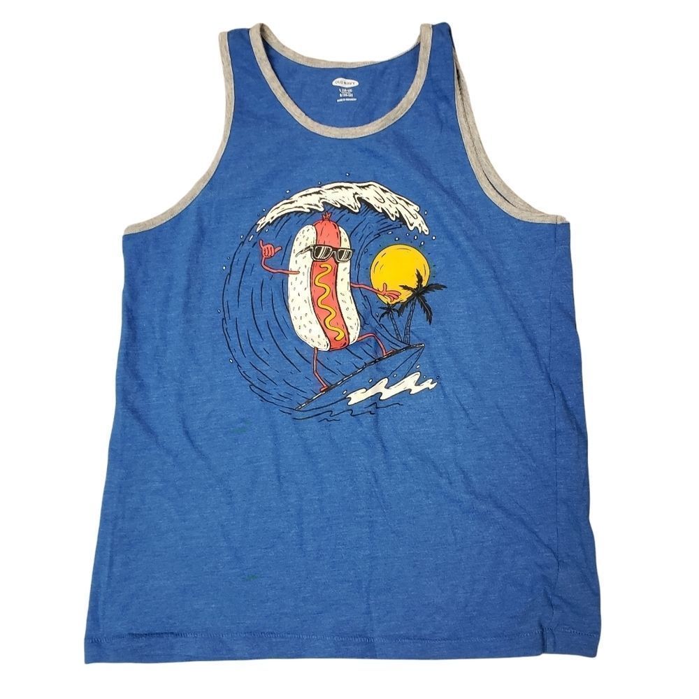 3 for $25 Old Navy Boys Muscle tank tee 10 12 large hot dog surf surfer